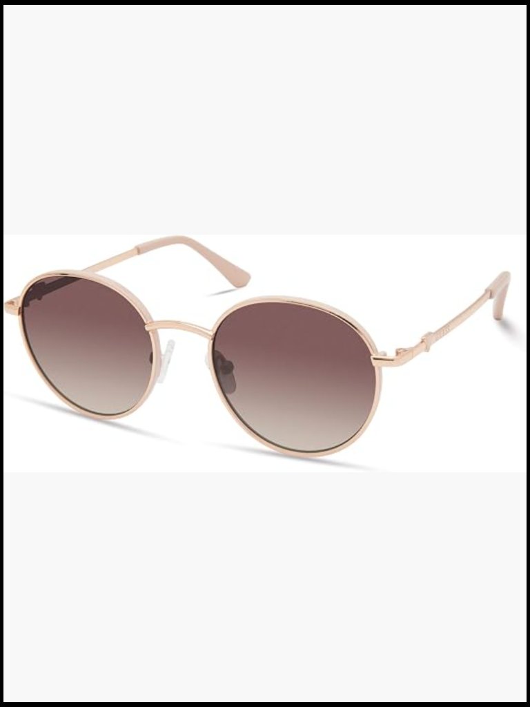 Classic Round Sunglasses With Rose Gold Metal Frame